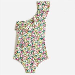 J Crew | Ruffle one-shoulder one-piece swimsuit in Liberty® fabric | Size 12